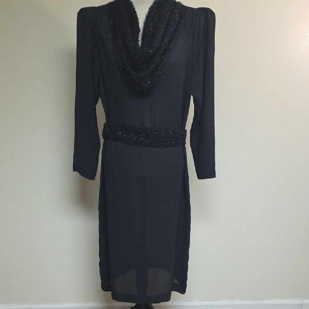 J.J. Dean Of California Elegant Black Dress with Shiny Accents #147